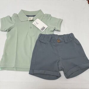 H&M Toddler Boys Polo T-Shirt and Short 2 Pcs Set Size 6 Months